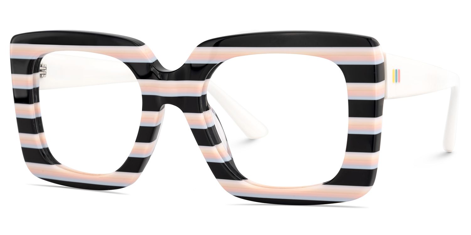 Dianna Rainbow Rectangle Thick Frame Glasses | Zeelool3
