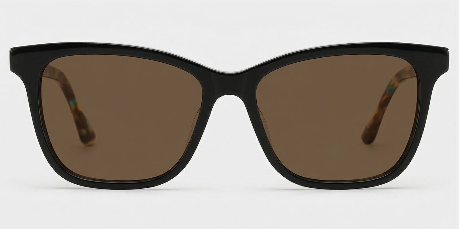 Faith Black Rectangle Polarized Sunglasses for Driving | ZEELOOL0
