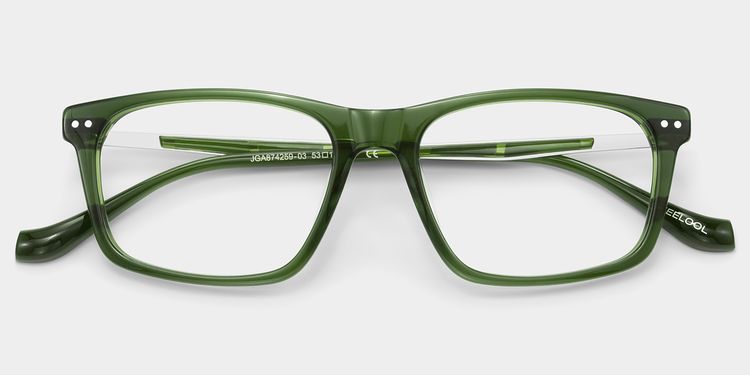 Cozy Rectangle Green Glasses