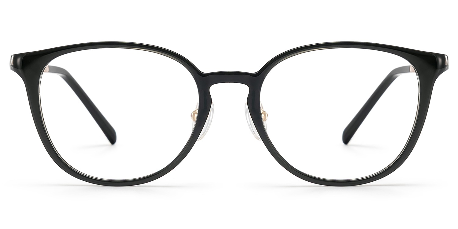 Amanda Rectangle Black Frame Glasses with Gold Trim | ZEELOOL