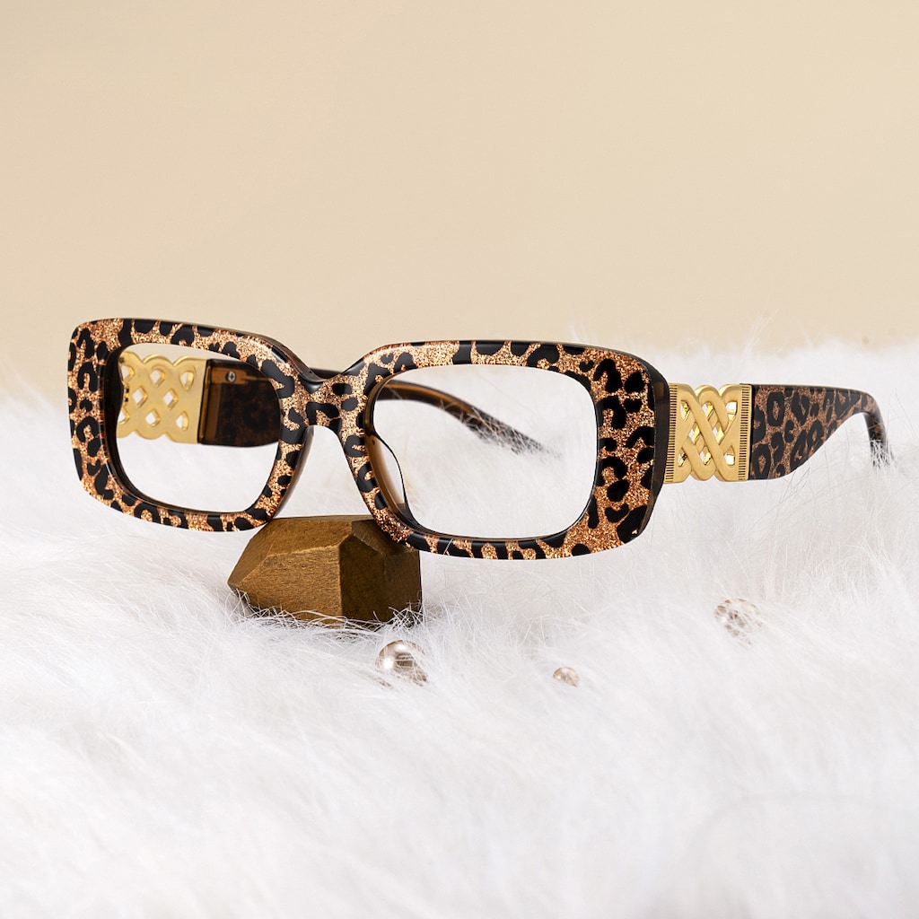 Jonas Rectangle Leopard Glasses