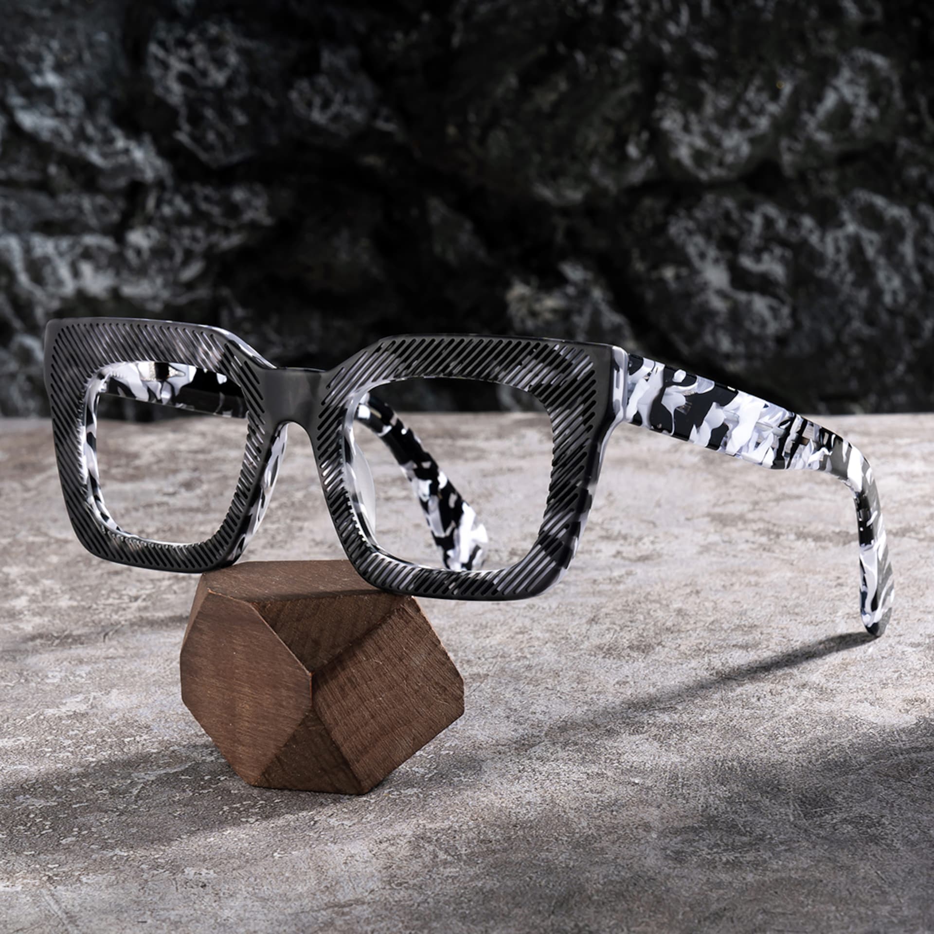 Thick Square Eyeglasses With Black Marble Color | Zeelool0