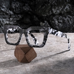 Keisa Square Black Marble Glasses0