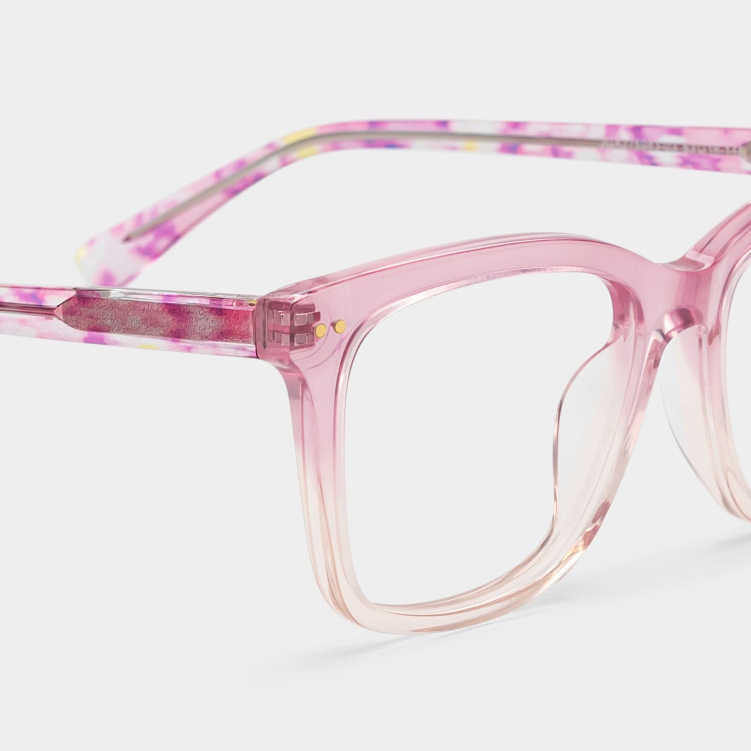 Layla Floral Pink Square Acetate Glasses for Women | ZEELOOL
