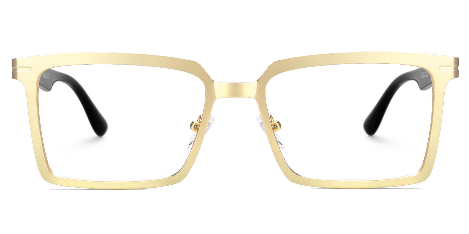 Sharma Rectangle Gold Color Metal Frame Eyeglasses For Men0