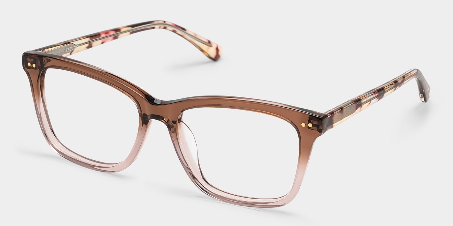 Layla Brown Flower Square Eyeglass Frames | ZEELOOL3