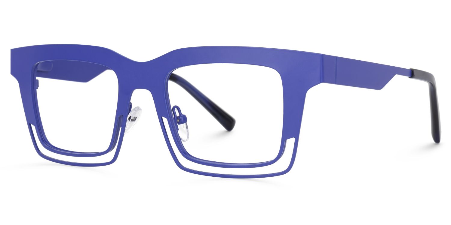 Evan Rectangle Blue Frame Eyeglasses for Males | Zeelool1