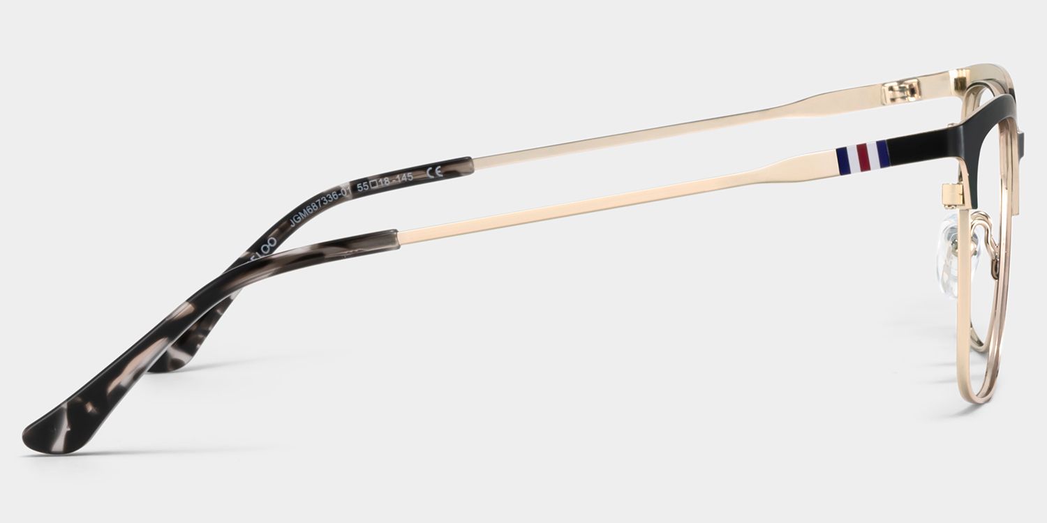 Cleo Black Gold Frame Glasses with Browline Frame Online | ZEELOOL4