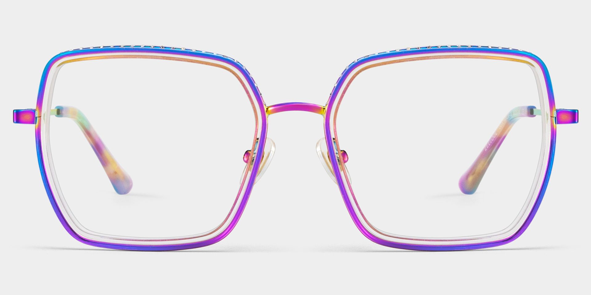Square Iridescent Eyeglasses- Fiona Mixed Frame Glasses3