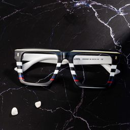 Kenish Black White Square Glasses0