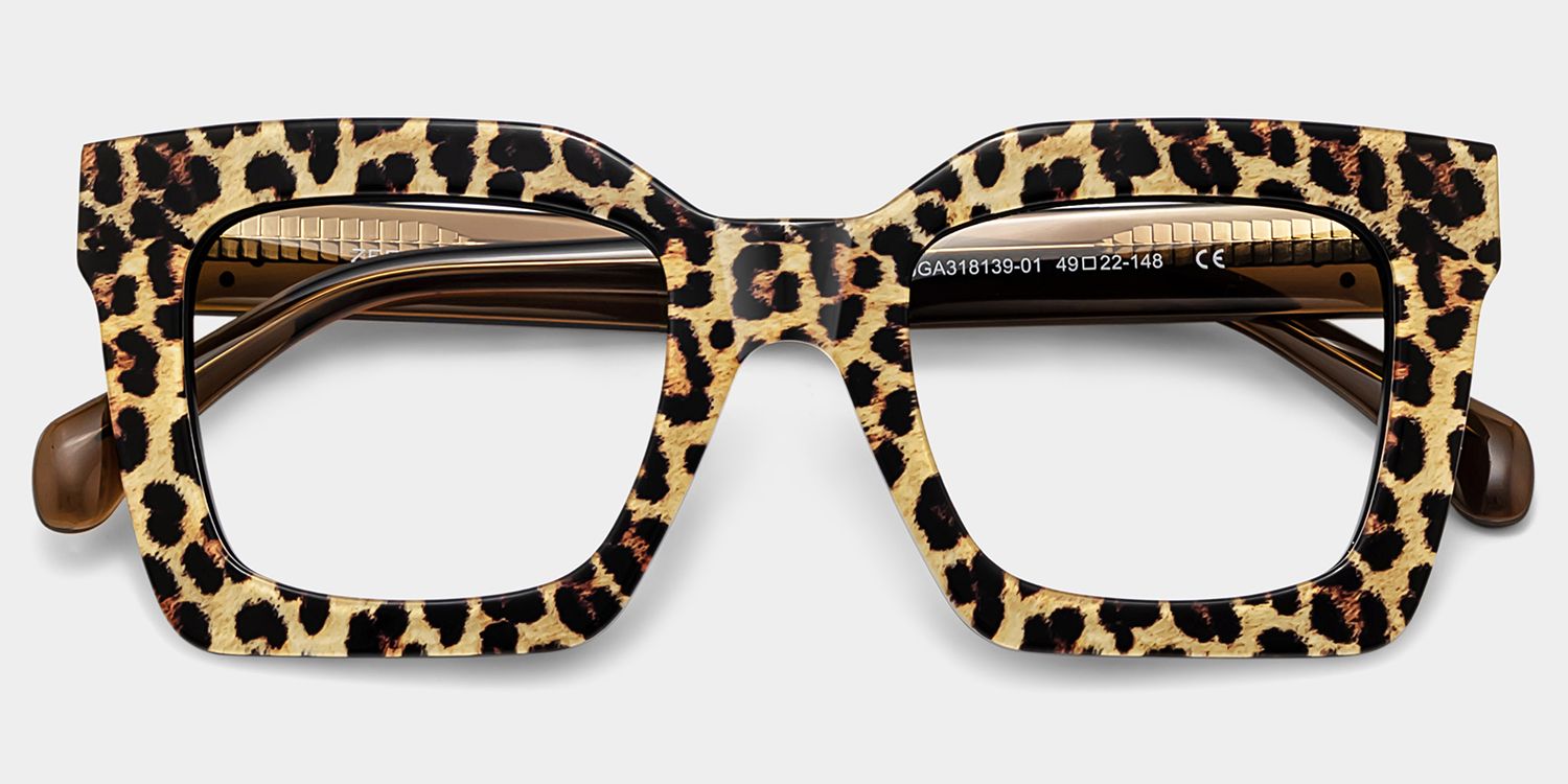 Megan Leopard print Square Frame Glasses for Women | ZEELOOL2