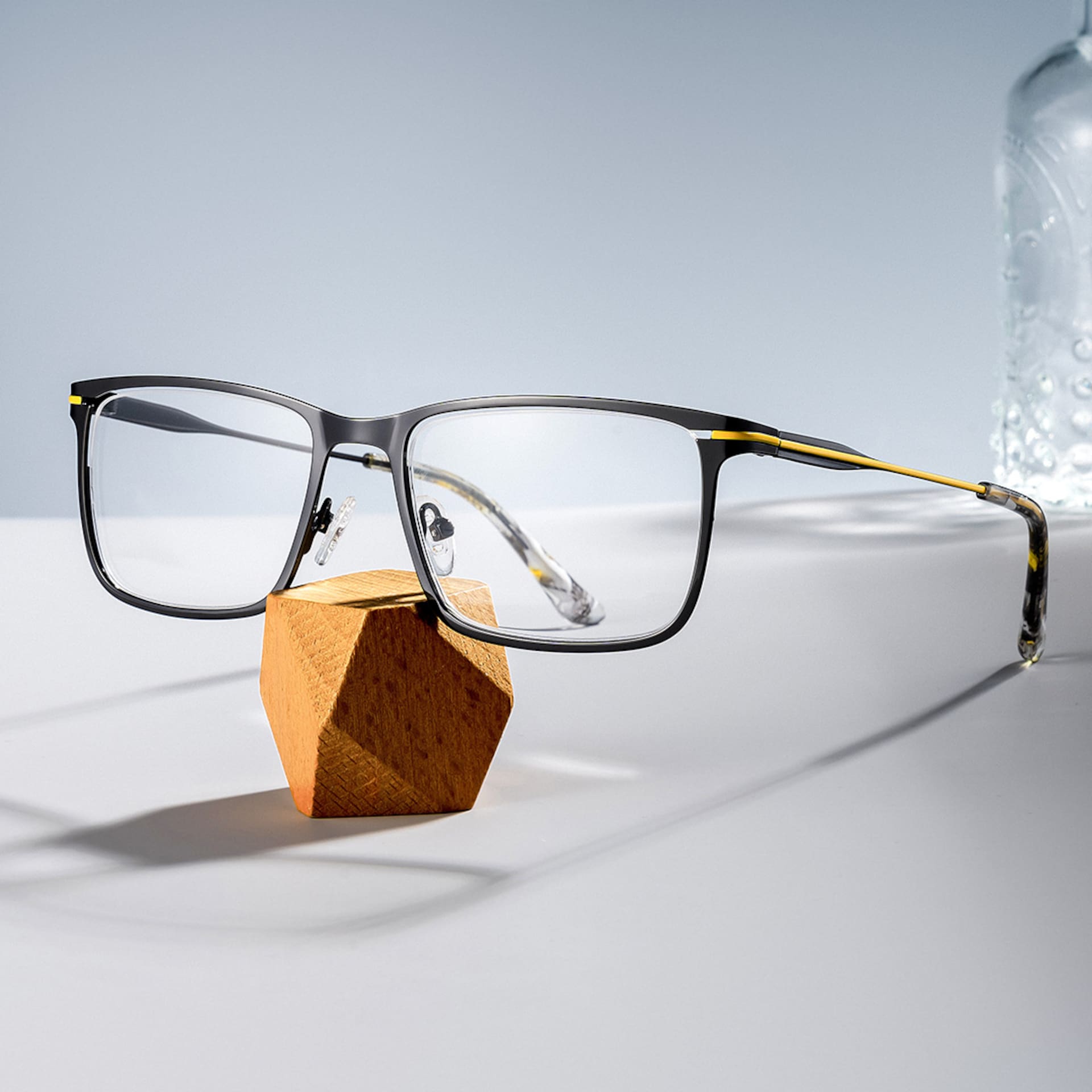 Thin Frame Rectangle Glasses With Adjustable Nose Pads0