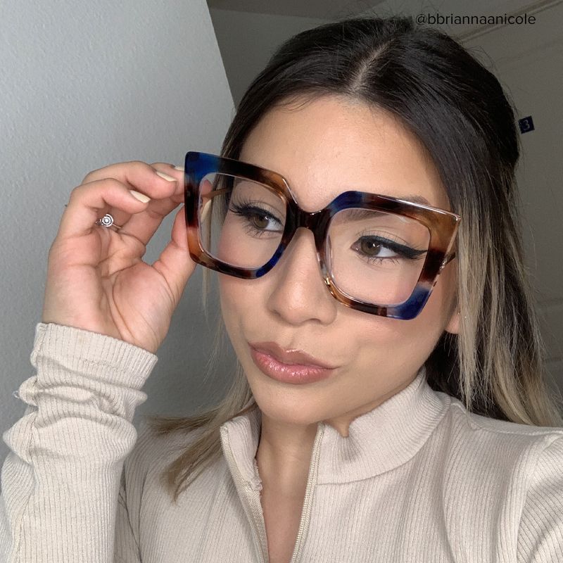 Qatar Square Blue/Black Eyeglasses & Floral Thick Frames8