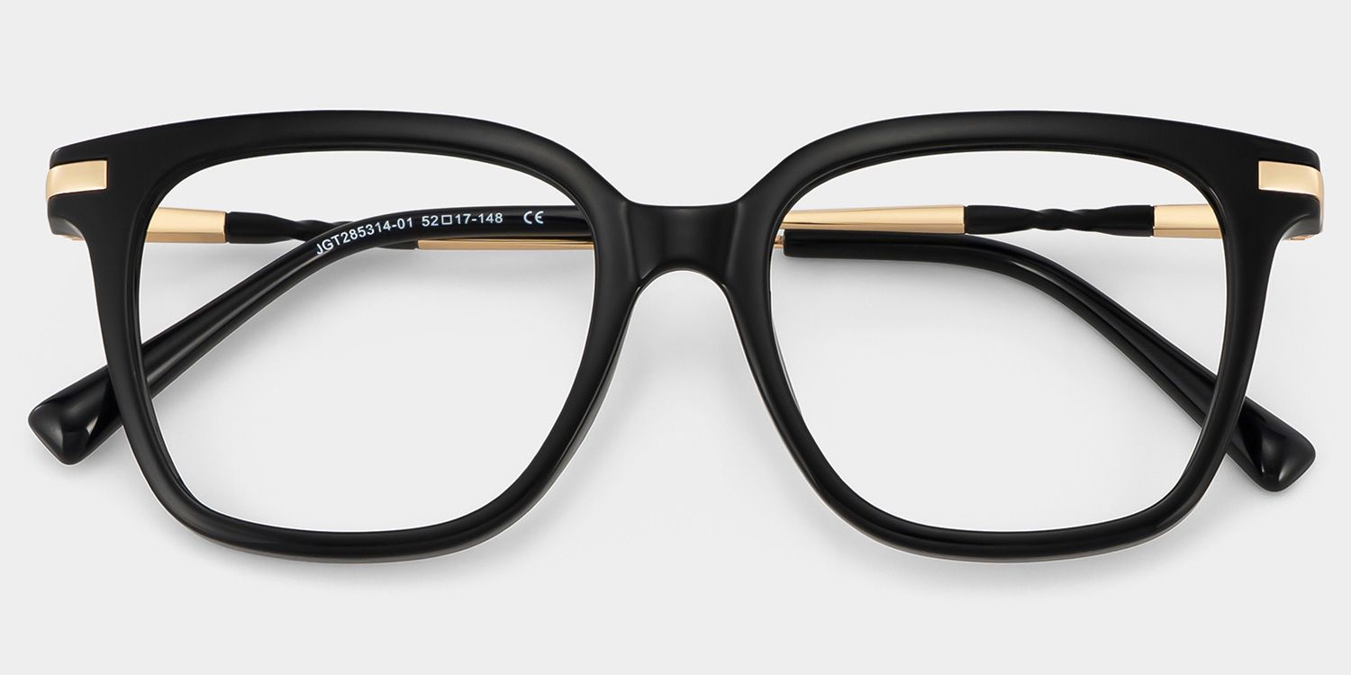 jackieee Jacqui Square Black Glasses