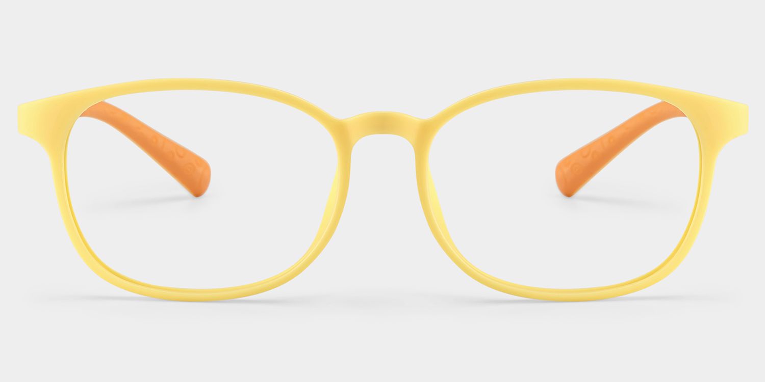 Kids Rectangle Yellow Orange Amaker Frame Glasses | Zeelool0