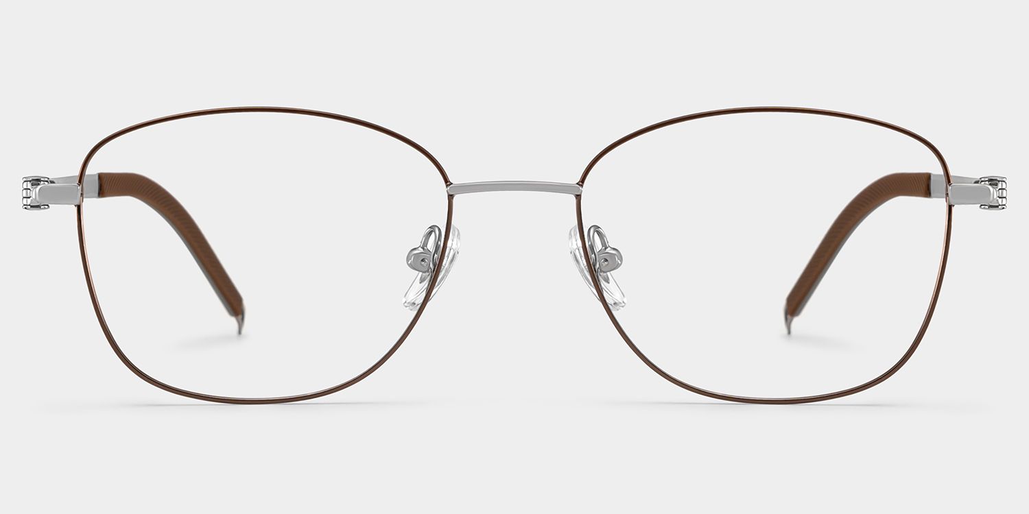 Nicole Brown Metal Glasses in Wide Rectangle Frames | ZEELOOL