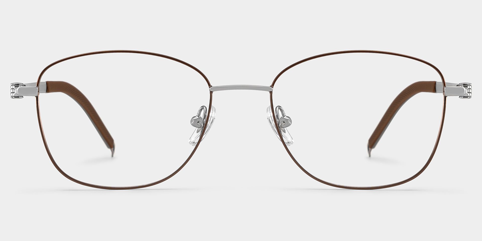 Nicole Brown Metal Glasses in Wide Rectangle Frames | ZEELOOL1