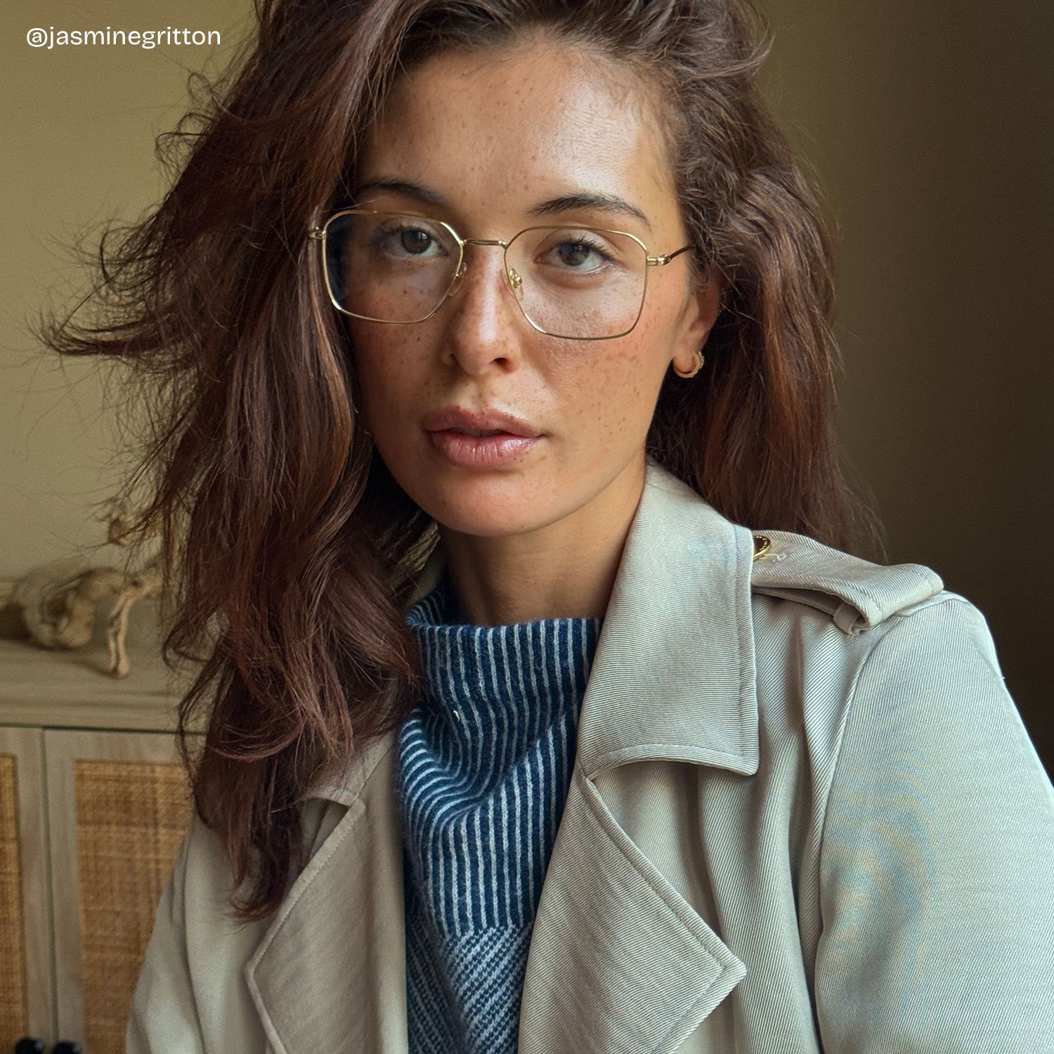Leah Gold Frame Rectangular Glasses in Metal Frames for Men | ZEELOOL