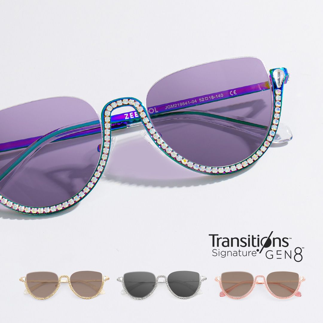 Sparkle Cat Eye Iridescent Half Frame Glasses With Shiny Diamonds1