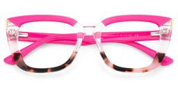 Lannez Rectangle Neon Pink Glasses2