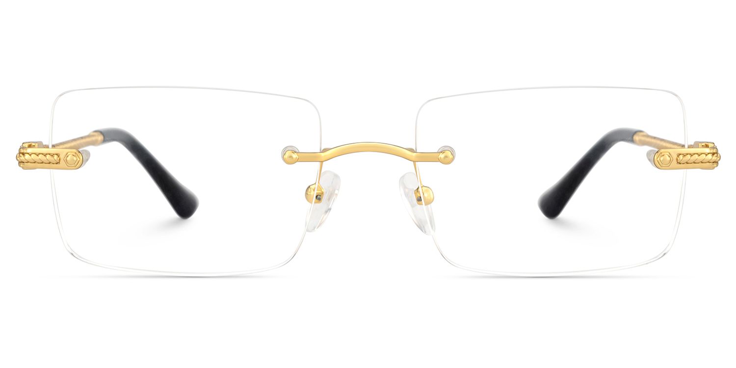 Gold Rimless Eyeglasses Frames With Adjustable Nose Pads