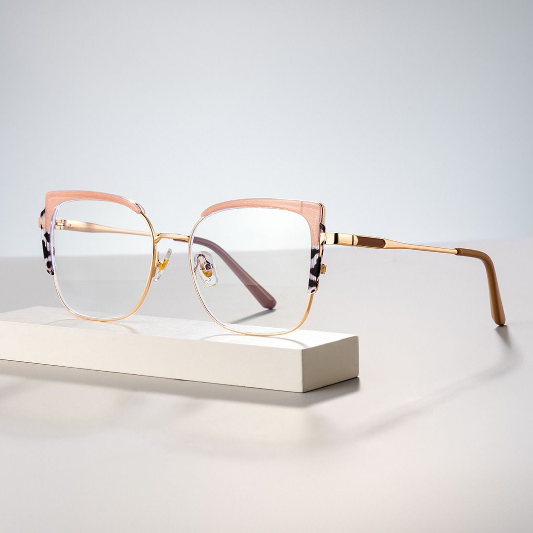 Khaki Tortoise Thin Frame Glasses With Metal Material0