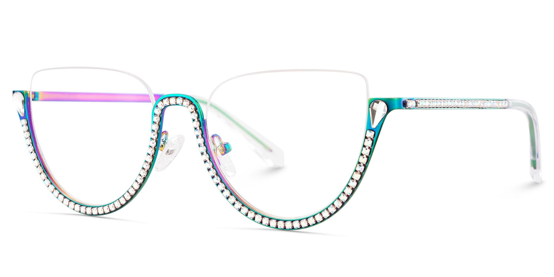 Half Frame Cat Eye Glasses With Shiny Diamonds4