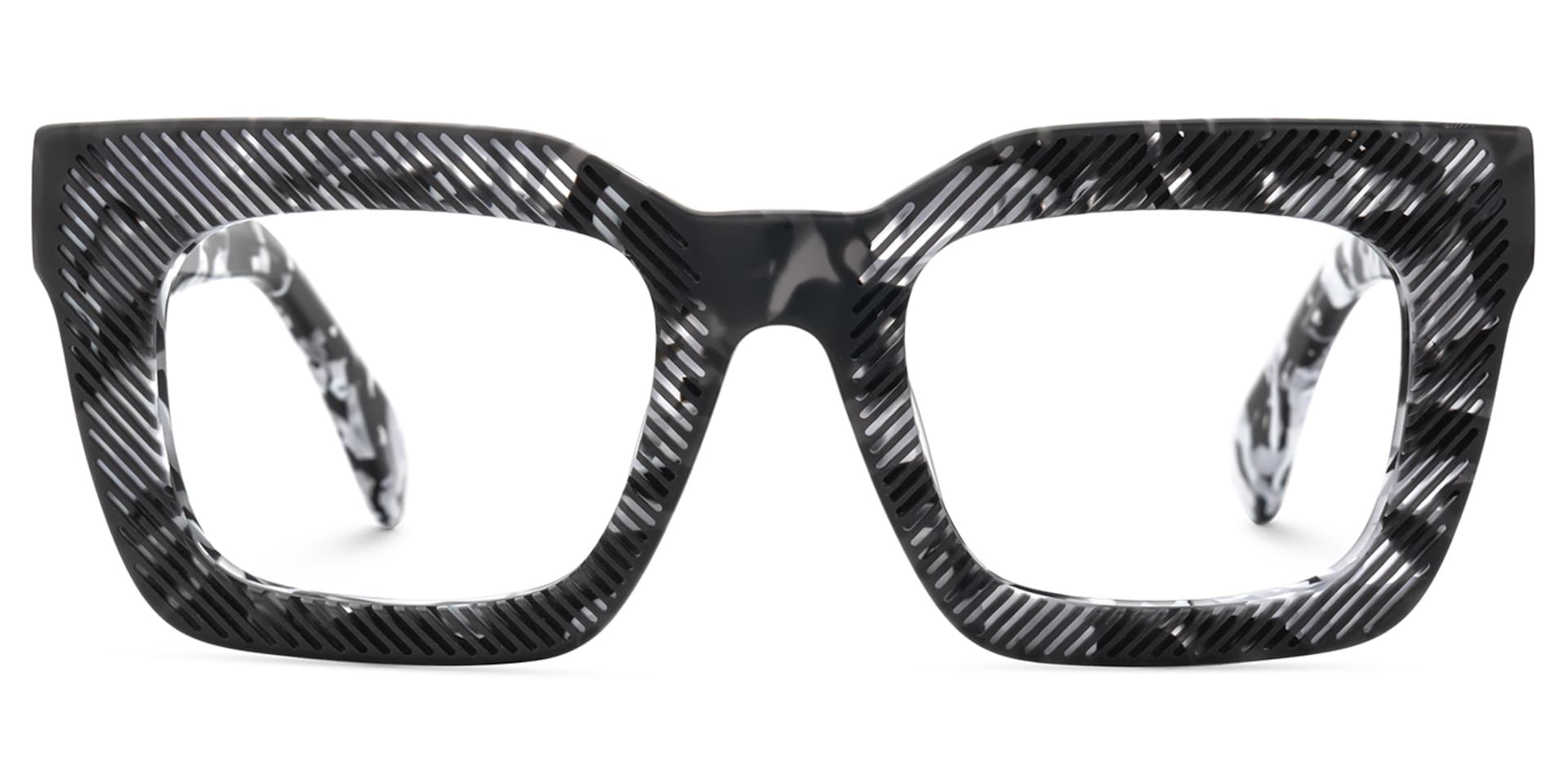 Thick Square Eyeglasses With Black Marble Color | Zeelool1
