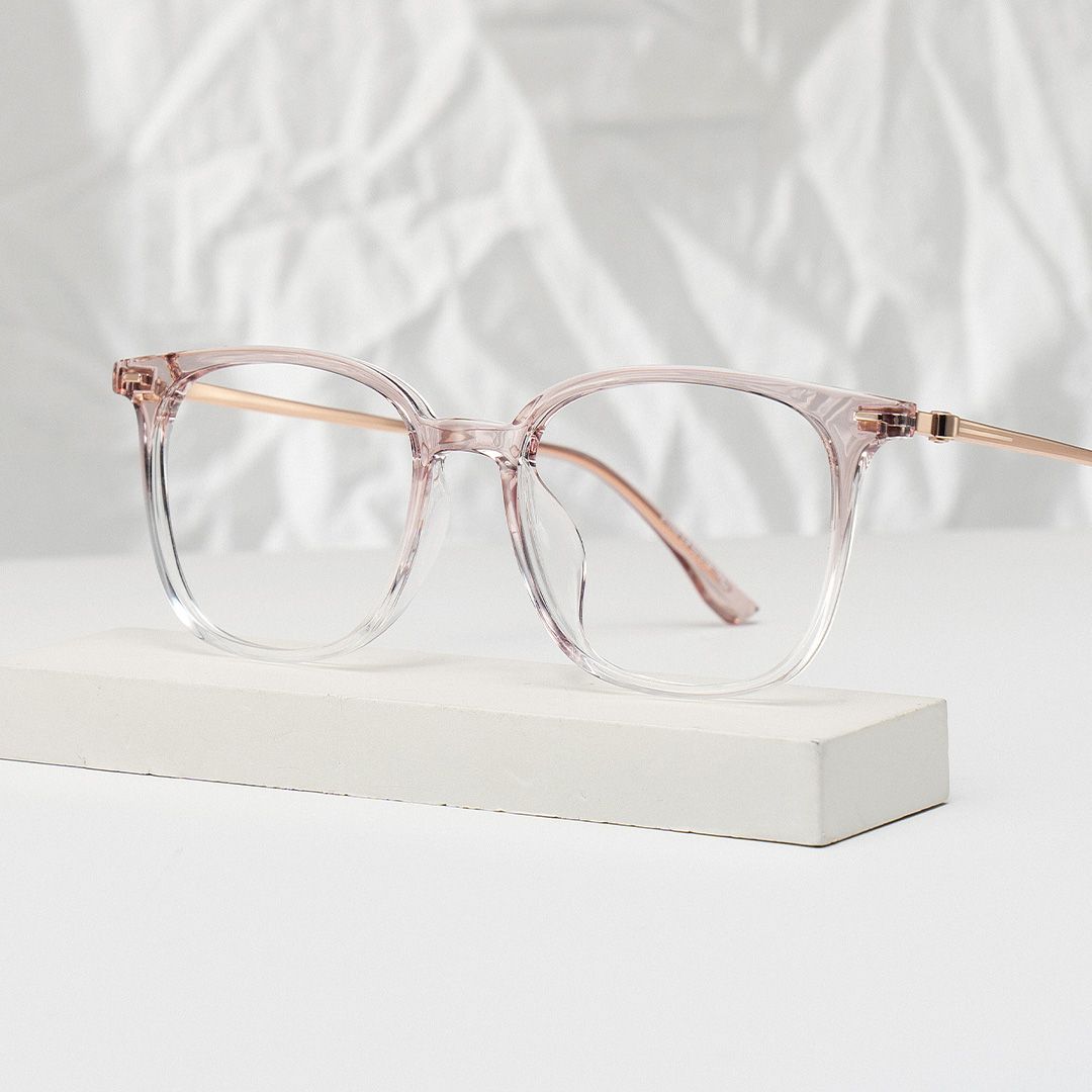 Cora Square Pink Frame Eyeglasses for Woman| ZEELOOL0