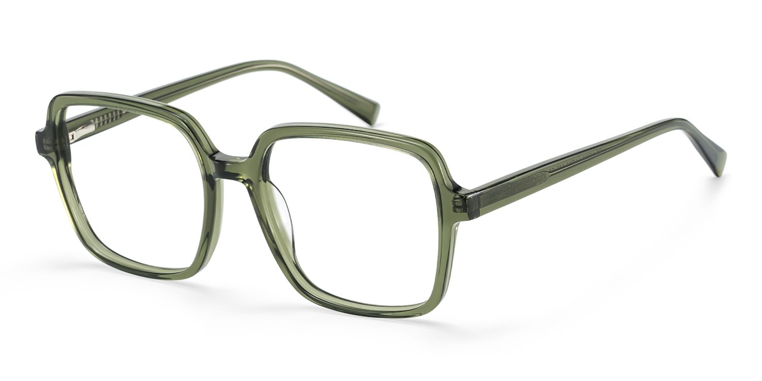 Square Green Eyeglasses- Ember Acetate Frame Glasses3