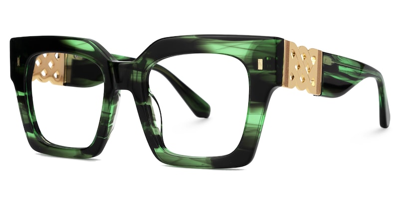 ZEELOOL Cummings Square Green Glasses