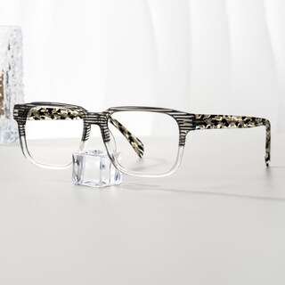 Devid Rectangle Black Crystal Glasses0