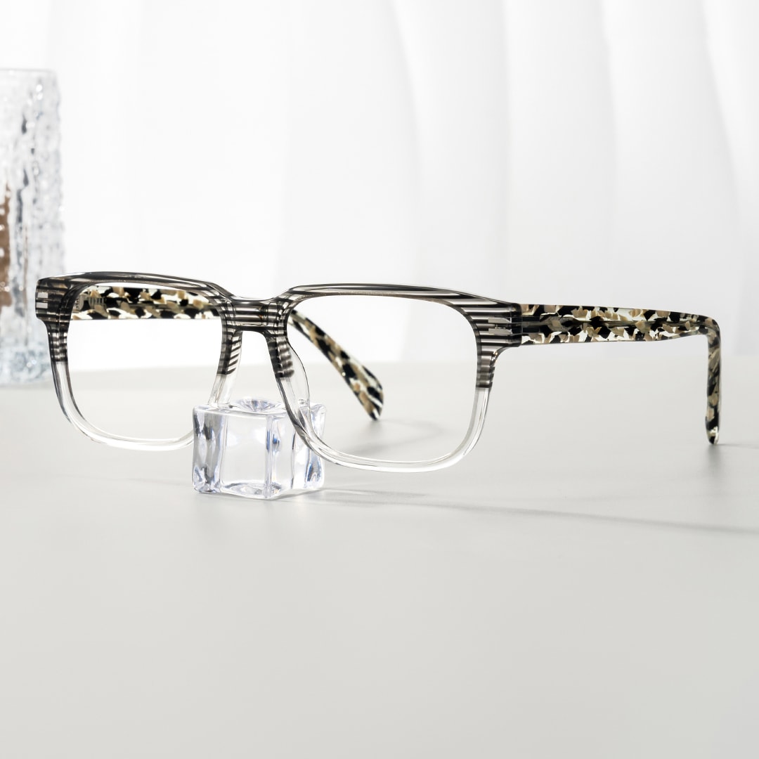 Devid Rectangle Black Crystal Glasses0