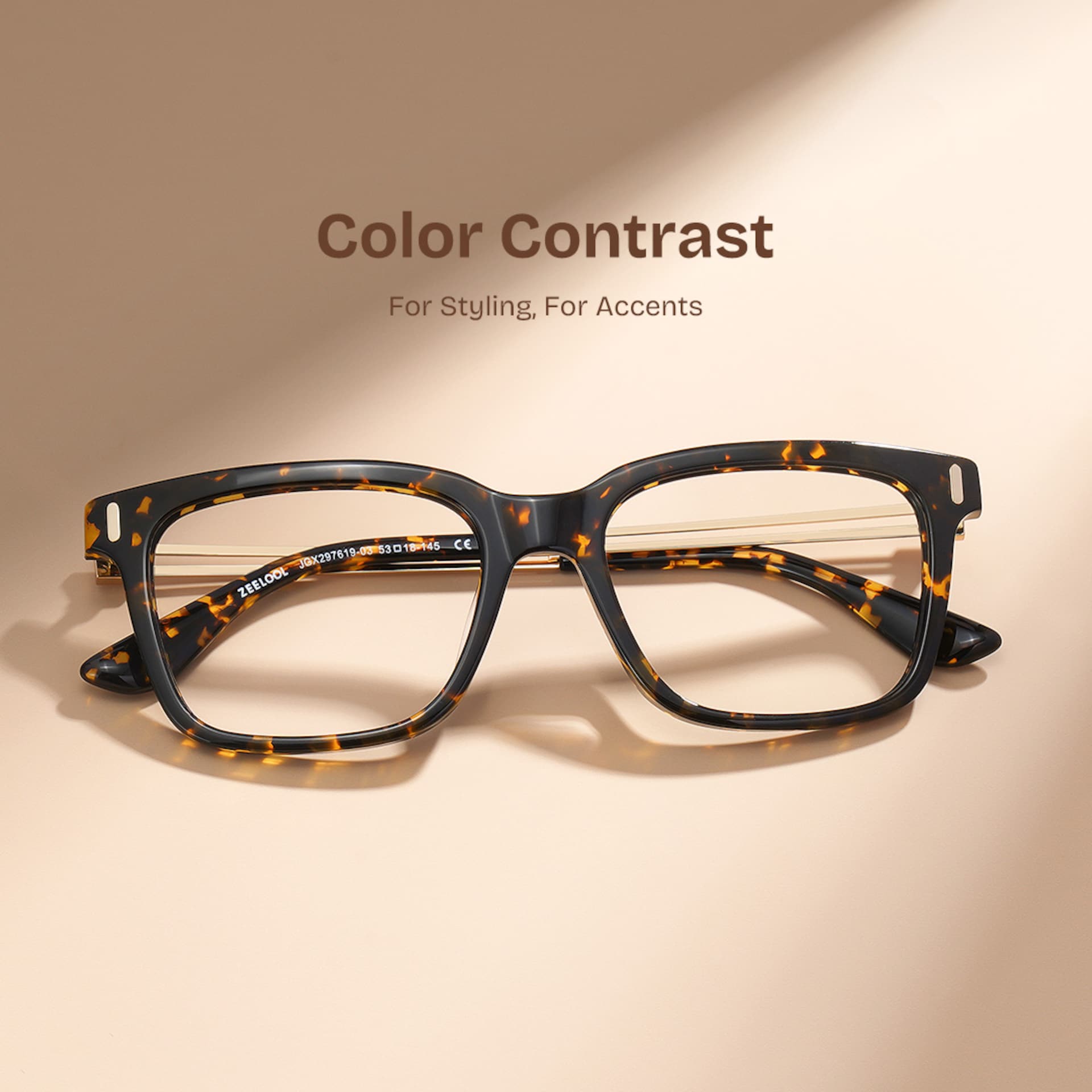 Axel Tortoise Frame Glasses with Rectangle Frame Online | ZEELOOL0