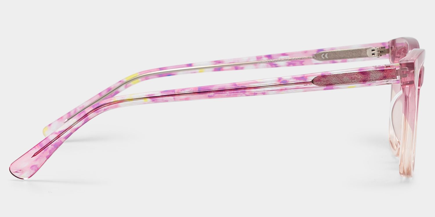 Layla Floral Pink Square Acetate Glasses for Women | ZEELOOL
