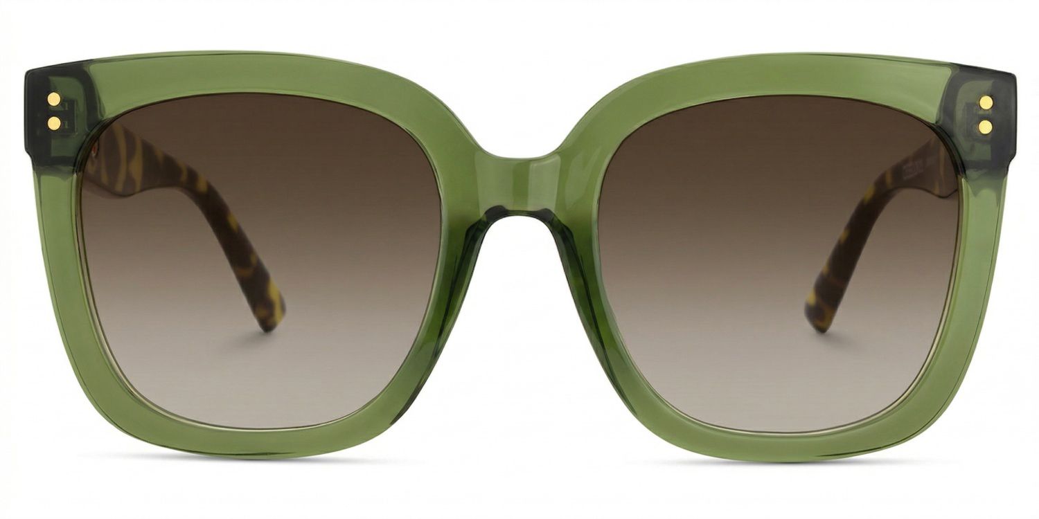 Ebony Green Tortoise Square Sunglasses to Frame Your Face | ZEELOOL0