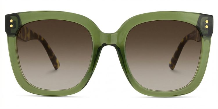 Ebony Green Tortoise Square Sunglasses