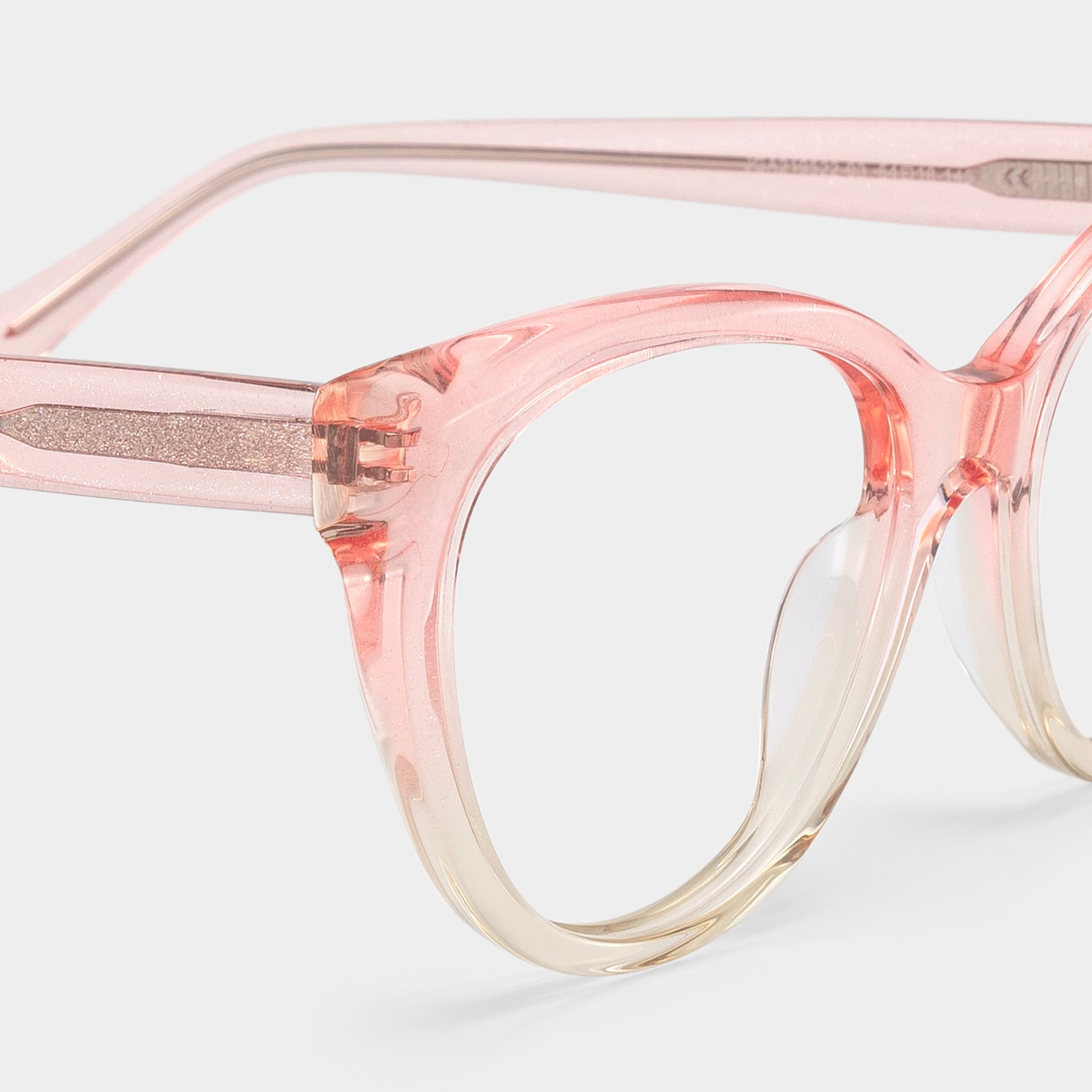 Kiera Light Pink Glitter Cat Eye Glasses Frames | ZEELOOL5