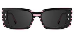 Gleam Rectangle Black Pink Sunglasses0
