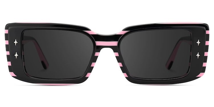 Gleam Rectangle Black Pink Sunglasses