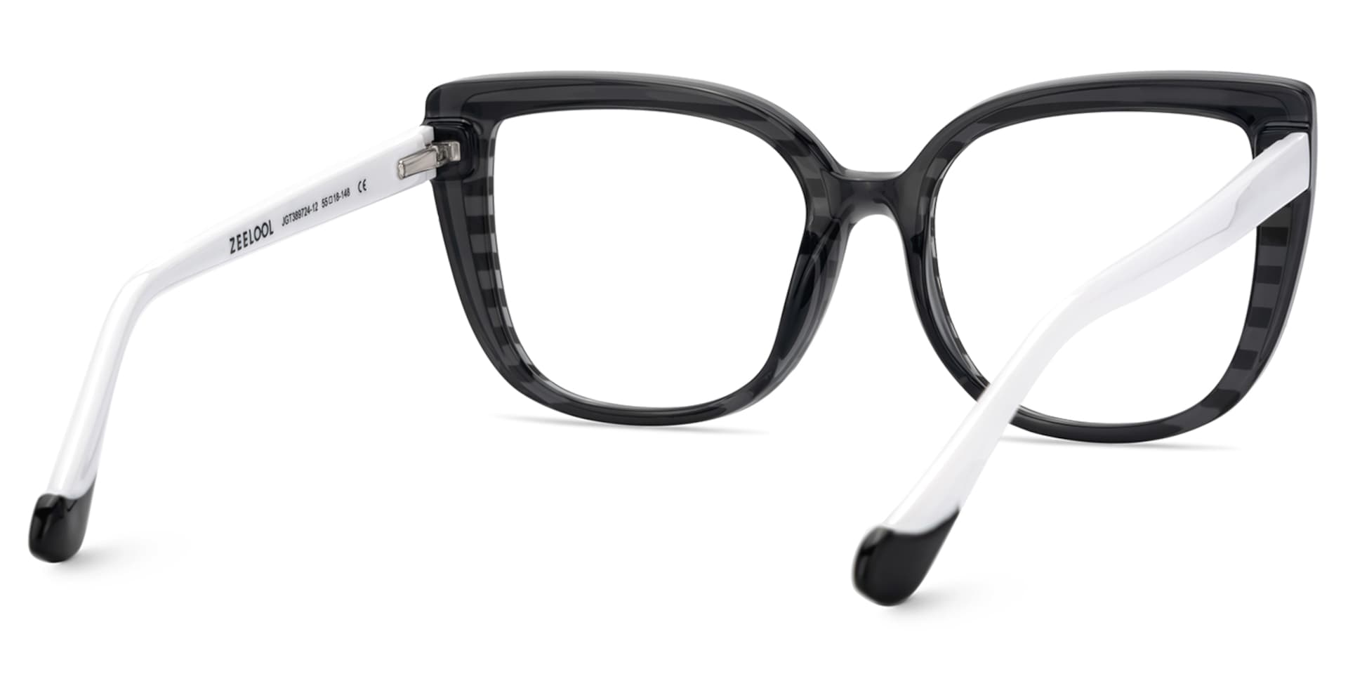 Large Black White Eyeglasses Frames With Cat Eye Shape5