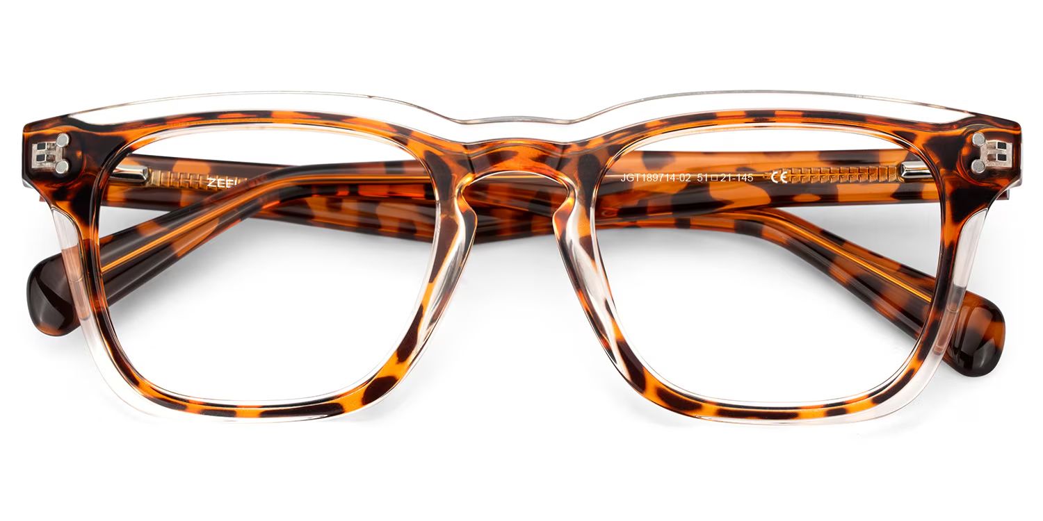 Tr90 Eyeglasses Frames With Rectangle Shape and Tortoise Color2