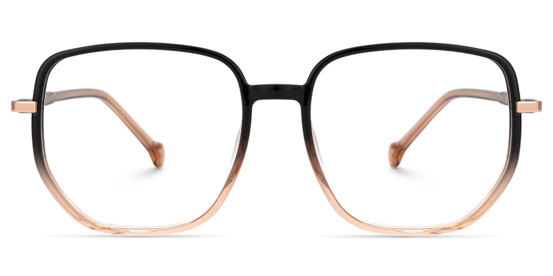 Joana Black and Champagne Glasses in Geometric Wide Frame Design1