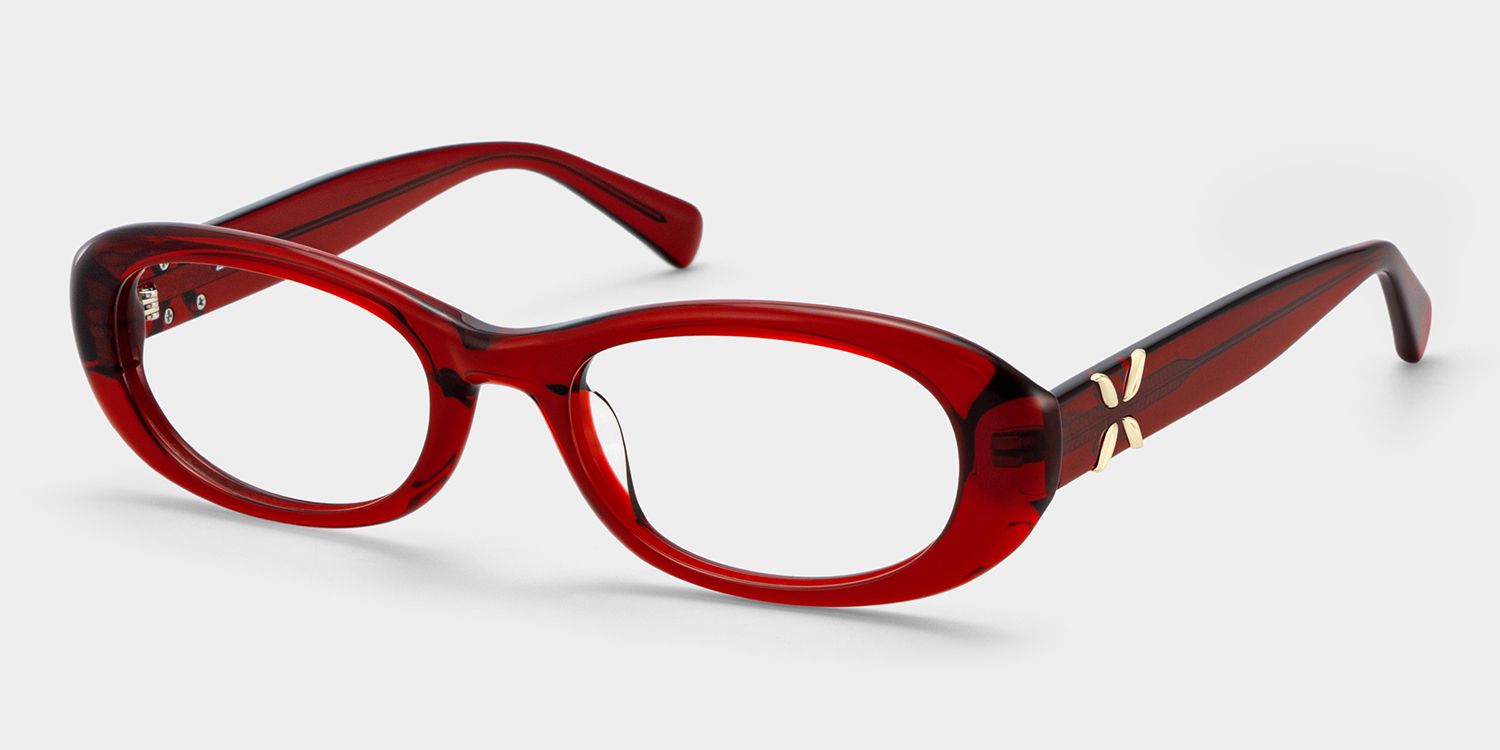 Catherine Red Oval Frame Glasses Online Sale | ZEELOOL3