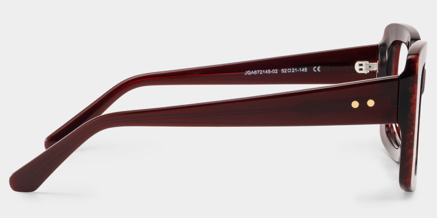 Sable Square Red Maroon Glitter Eyeglass Frames | ZEELOOL4