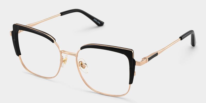 Black Thin Frame Glasses With Metal Material