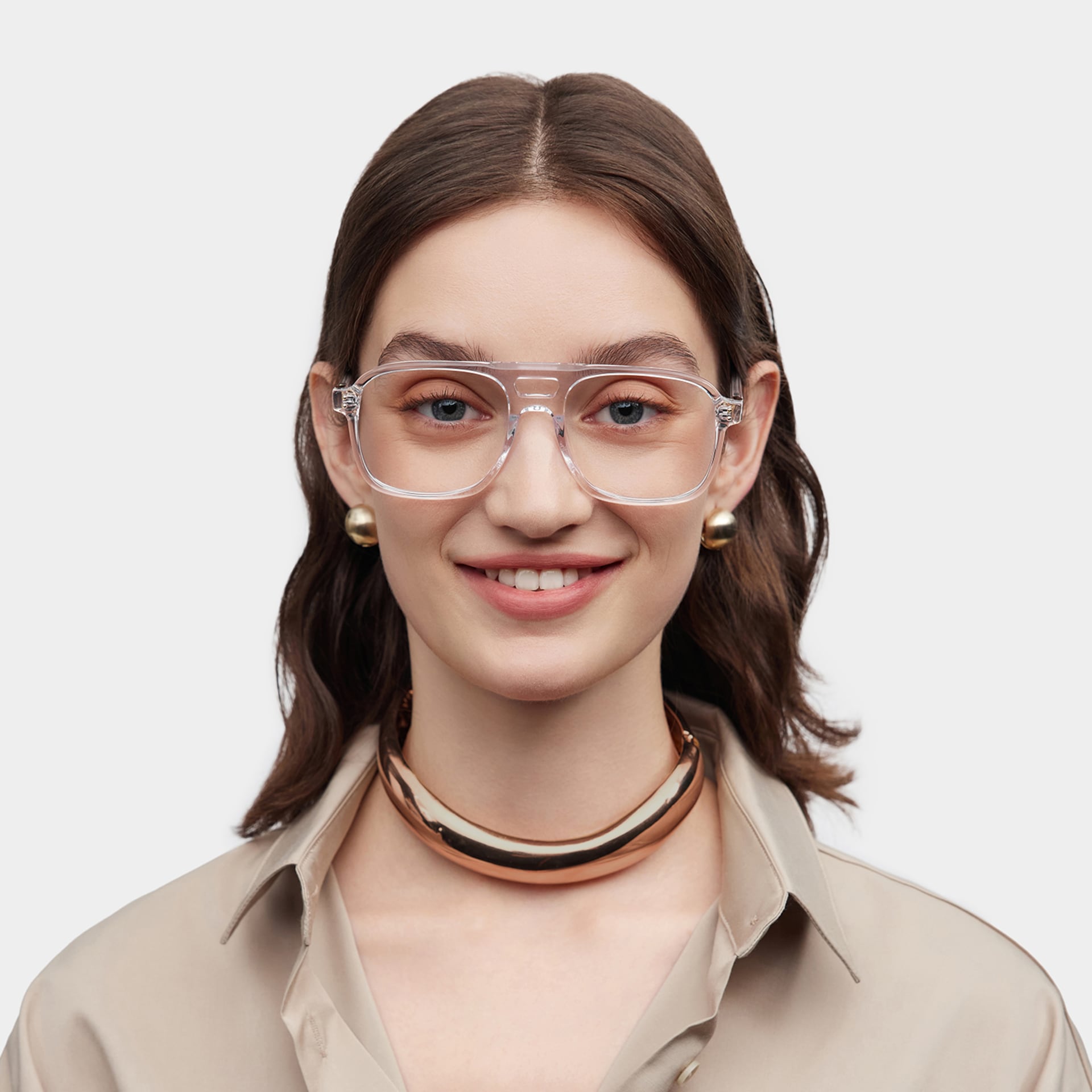 Athena Crystal Frame Glasses with Aviator Frame Online | ZEELOOL0