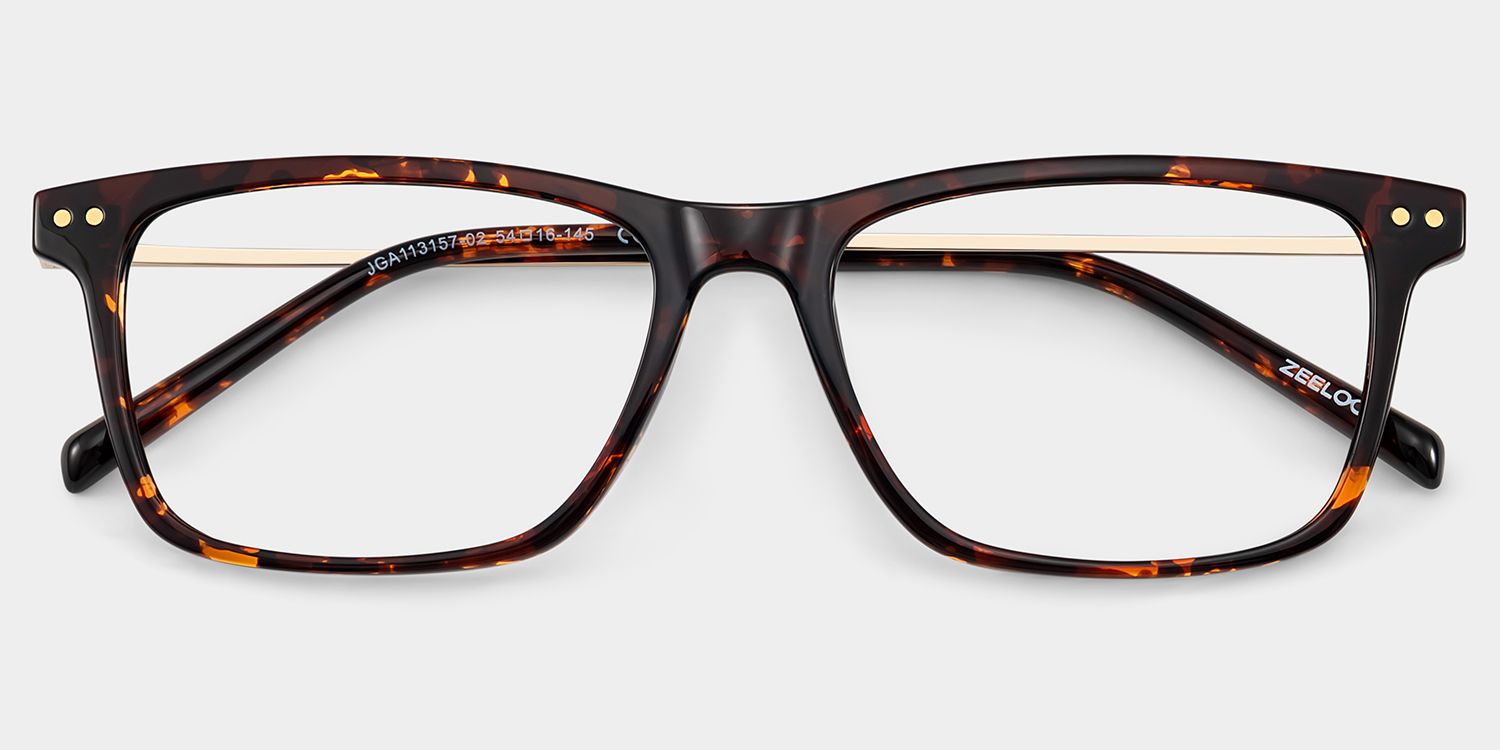 Eleanor Rectangle Brown Glasses with Wide Frame | ZEELOOL2