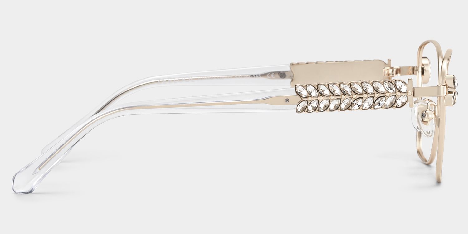 Rectangle Light Gold Eyeglasses- Ellie Metal Frame Glasses4