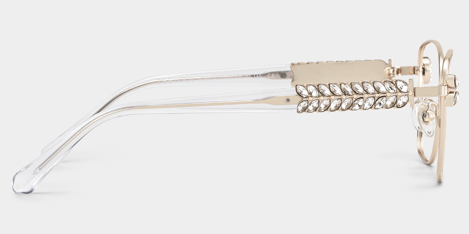 Ellie Rectangle Light Gold Glasses4